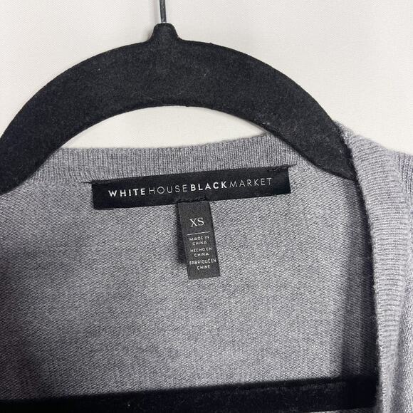White House Black Market XS Gray Cashmere Blend Bell Sleeve Open Front Cardigan - Picture 5 of 8